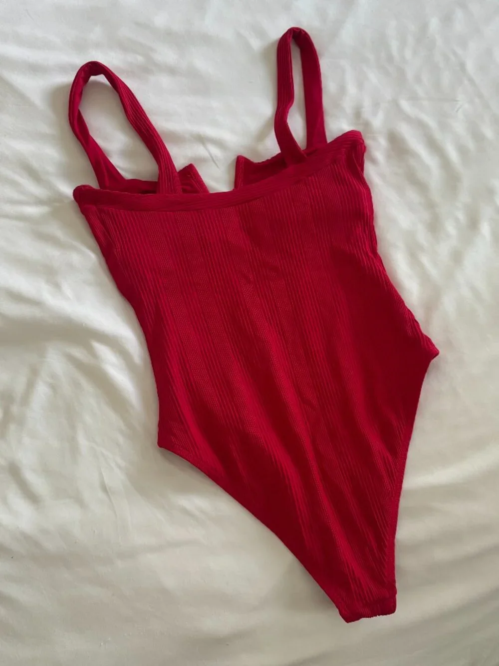 l*space Red Ribbed One-Piece Swimsuit - Picture 6 of 7
